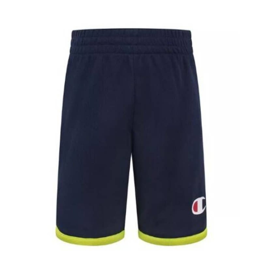 Champion Boys Athletic Shorts in Navy Blue Retro Neon Green/Yellow Trim Size 3T